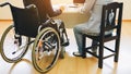 After car accident and rehabilitation, disabled people can return to work and get job again.The company which employing disabiliti Royalty Free Stock Photo