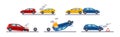 Car Accident on the Road and Traffic Incident Vector Set