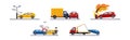 Car Accident on the Road and Traffic Incident Vector Set