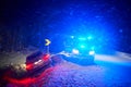 Car accident on slippery winter road at night Royalty Free Stock Photo