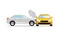 Car Accident Speed Crash Vector Top View Cartoon Icon. Car Crash Concept Illustration