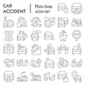 Car accident thin line icon set. Road traffic signs collection, sketches, logo illustrations, web symbols, outline style Royalty Free Stock Photo