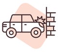 Car accident wall crash, icon