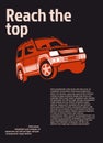 Car ad poster. Red suv on black background with sample text Royalty Free Stock Photo