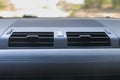 Car air conditioning. The air flow inside the car. Emergency button. Detail interior of car