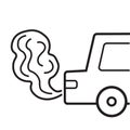 Car air pollution concept. Illustration black and white drawing, clip art isolated on white background