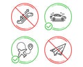 Car, Airplane and Escalator icons set. Paper plane sign. Transport, Plane, Elevator. Airplane. Vector