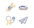 Car, Airplane and Escalator icons set. Paper plane sign. Transport, Plane, Elevator. Airplane. Vector