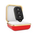 Car Alarm Remote Control in the Red Gift Box. 3d Rendering Royalty Free Stock Photo