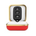 Car Alarm Remote Control in the Red Gift Box. 3d Rendering Royalty Free Stock Photo