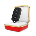 Car Alarm Remote Control in the Red Gift Box. 3d Rendering Royalty Free Stock Photo