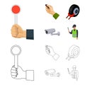 Car alarm, wheel rim, security camera, parking assistant. Parking zone set collection icons in cartoon,outline style Royalty Free Stock Photo