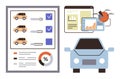 Vehicle Data Analysis and Car Selection Process with Charts and Checklist Royalty Free Stock Photo