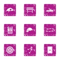 Car artificer icons set, grunge style Royalty Free Stock Photo