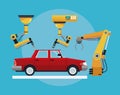 Car assembly industrial robotic production line Royalty Free Stock Photo