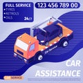 Car Assistance Advertisement Banner with Text Royalty Free Stock Photo