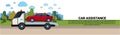 Car Assistance Concept With Roadside Service Towing Vehicle Evacuation Horizontal Banner