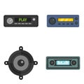 Car audio icons set, flat style Royalty Free Stock Photo