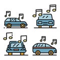 Car audio icons set vector flat Royalty Free Stock Photo