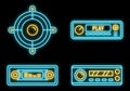 Car audio speaker icons set vector neon Royalty Free Stock Photo