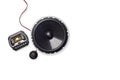 Car audio, car speakers, subwoofer and accessories for tuning. Top view Royalty Free Stock Photo