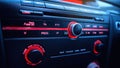 Car audio system. Button on dashboard in modern car panel. Royalty Free Stock Photo