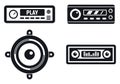 Car audio system icons set, simple style Royalty Free Stock Photo