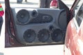 Car audio system. Installation of acoustics in the car.Powerful car audio