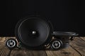 CAR audio systems.Car music.Acoustics on a dark background Royalty Free Stock Photo
