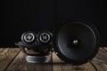 CAR audio systems.Car music.Acoustics on a dark background Royalty Free Stock Photo