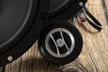 CAR audio systems.Car music.Acoustics on a dark background Royalty Free Stock Photo