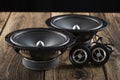 CAR audio systems.Car music.Acoustics on a dark background Royalty Free Stock Photo