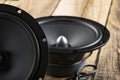 CAR audio systems.Car music.Acoustics on a dark background Royalty Free Stock Photo