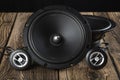 CAR audio systems.Car music.Acoustics on a dark background Royalty Free Stock Photo