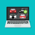 Car auto auction online on laptop computer or pc rental vehicle internet shop website comparison with choosing