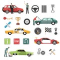 Car Auto Flat Icons Set Royalty Free Stock Photo