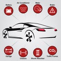 Car Auto Service Abstract Lines. Design elements with mechanical parts icons. Vector illustration