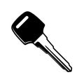 Car or automobile key ignition vector object in black and white style isolated illustration