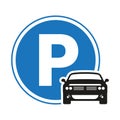 Car / automobile parking sign icon with circle shapes