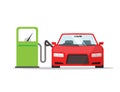 Car automobile refueling on gas fuel station icon vector flat cartoon illustration, vehicle refilling petrol design Royalty Free Stock Photo