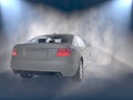 Car back view in fog Royalty Free Stock Photo