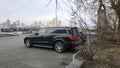 Car on the background of Yekaterinburg. Panorama Royalty Free Stock Photo