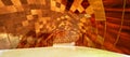 Colorful abstract panoramic background: cooper metal tunnel. Royalty Free Stock Photo