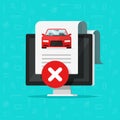 Car bad history check or report document disapproved on computer, failed vehicle electronic diagnostic or automobile Royalty Free Stock Photo