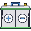 Car battery accumulator icon with plus minus sign