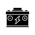 Car battery black icon, concept illustration, vector flat symbol, glyph sign. Royalty Free Stock Photo