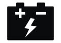 Car battery, black vector icon