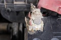 Car battery corrosion on terminal,Dirty battery terminals.(Before cleaning)