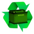 Car battery with green recycling sign. Recycling of car batteries, green energy, alternative energy sources. Caring for the Royalty Free Stock Photo