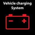 Car battery icon. Electric charging system. Dashboard warning signs. Vector illustration.